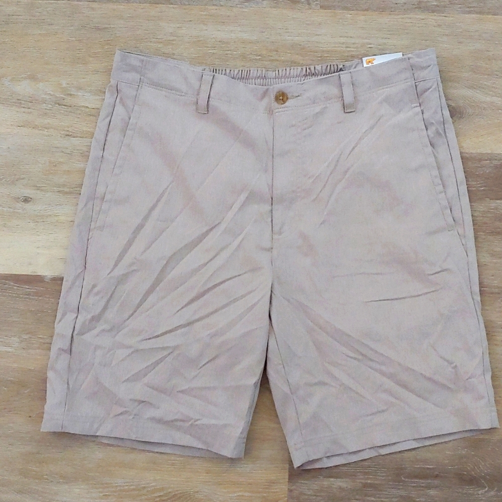 NWT Nicklaus Eco Choice Khaki Heather Golf Shorts Size 34